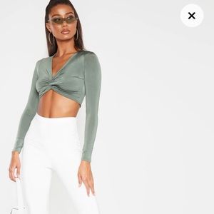 Green twist crop top PLT size 4